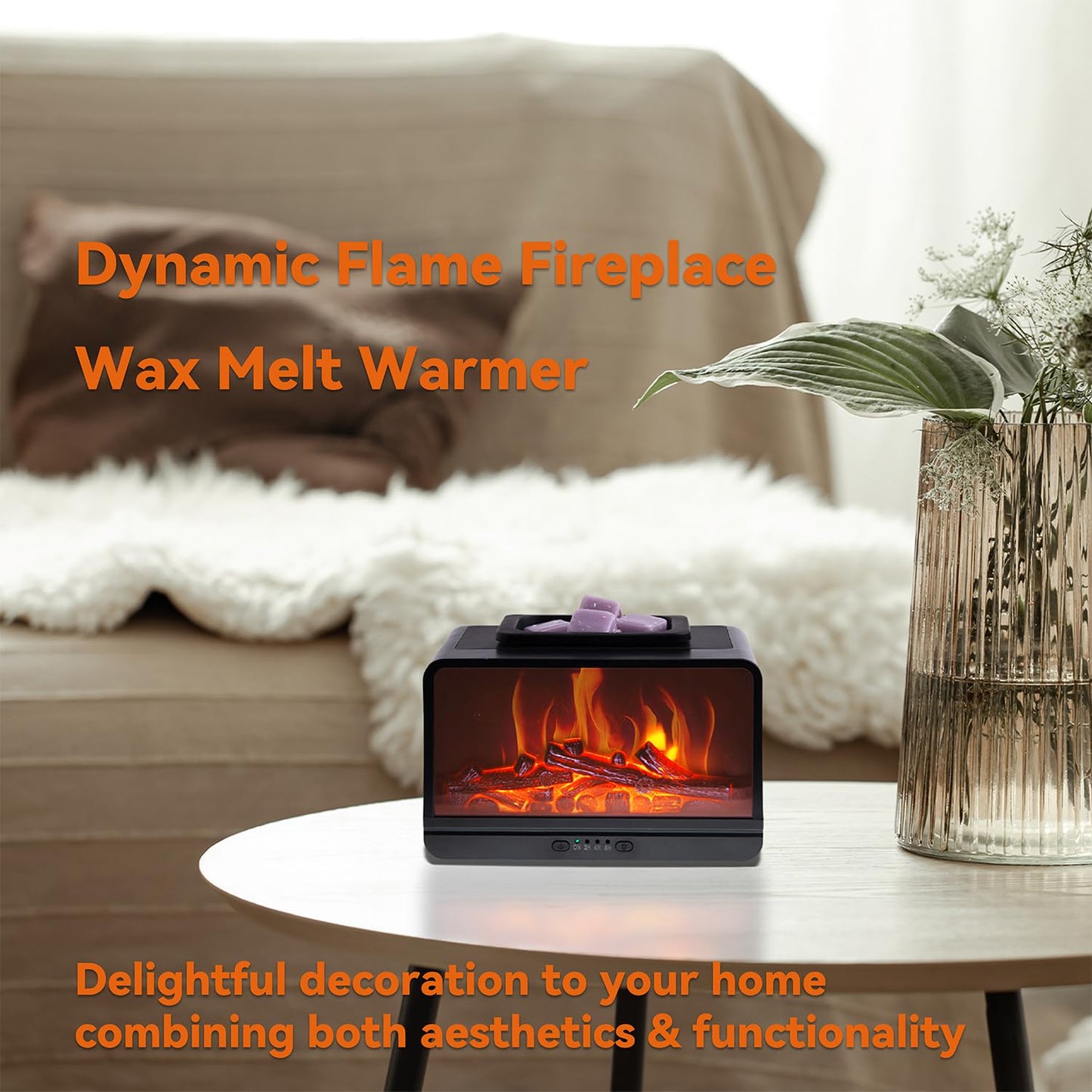 AGATECHO Fireplace Wax Melt Warmer Dynamic Flame Wax Burner with Timer Wax Melter by PTC Heating Safe Auto-Off Simulated Flames Fragrance Warmer for Scented Wax for Home Office Decor