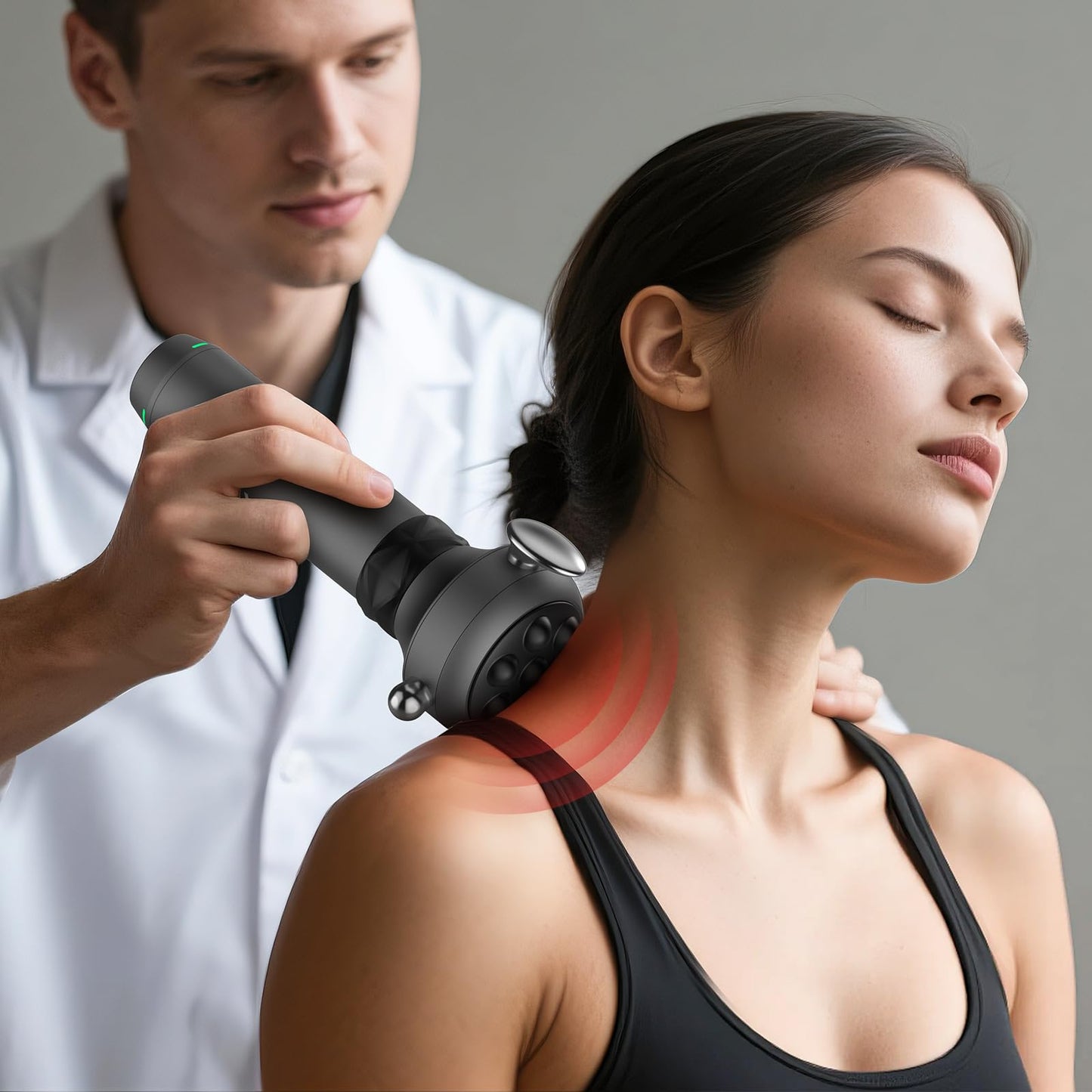 TILAT Massager Gun Deep Tissue, Cordless Vibrating Muscle Massage Gun - Handheld Quick Release Massager for Back, Neck and Fascial Binding - Targetred Trigger Point Therapy Massage Gun, Gray Max