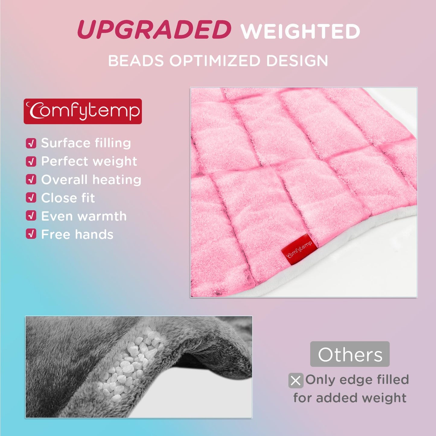 Comfytemp Heating Pad for Neck and Shoulders and Back, 2.6lb Weighted Electric Heat Pad FSA Eligible, Large HSA Heated Wrap, 9 Heat Settings & 11 Timer, Birthday Gifts for Women Men Mom Dad, Pink
