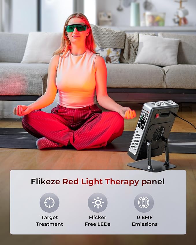 Red Light Therapy Devices, 78 pcs 4-Chip LEDs 630nm-850nm Near Infrared Light Therapy Panel, Adjustable Brightness (20-100%), Time(5-30 min) Red Light Panel for Home Office & Gym