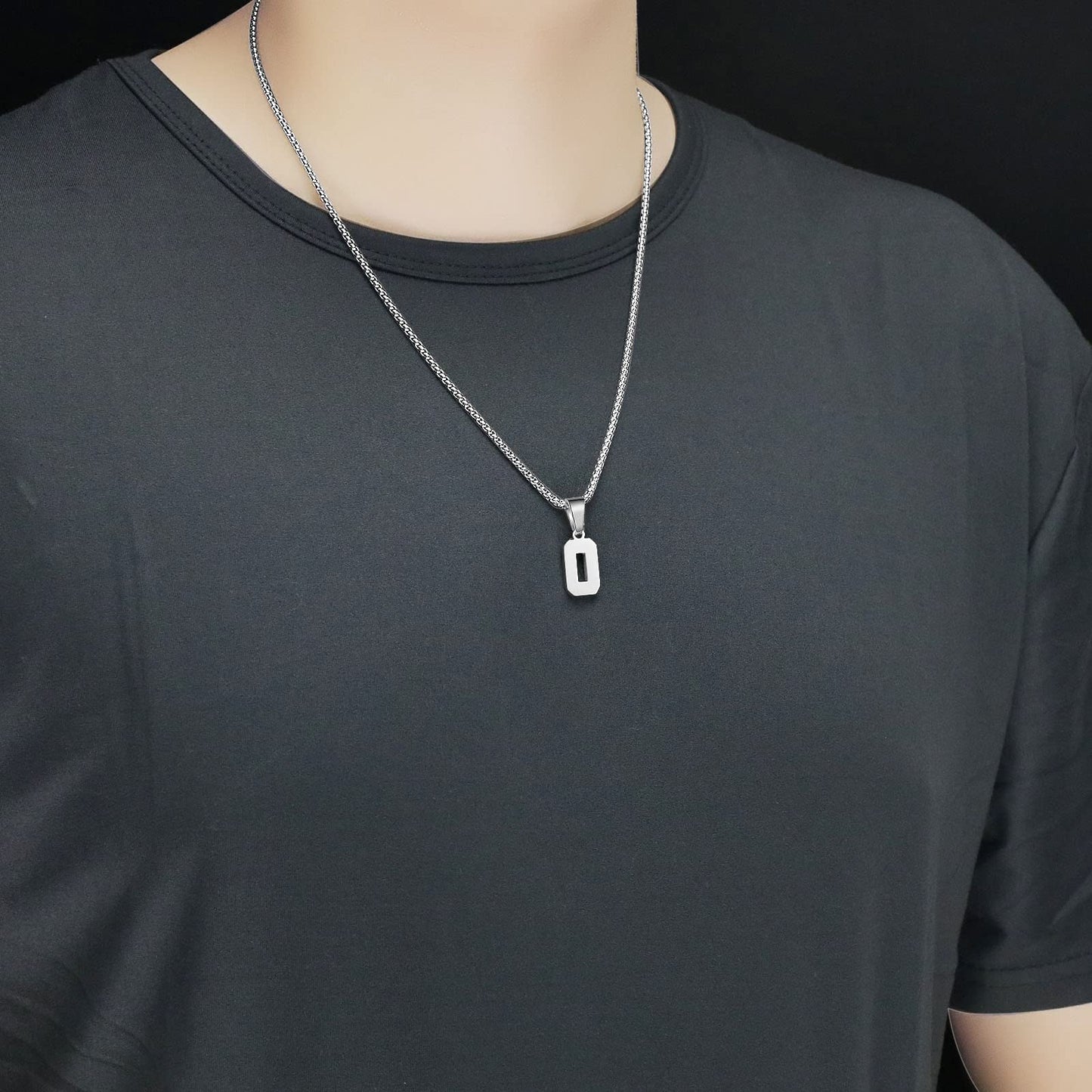 Number Necklaces Personalized Necklaces Silver Initial Number Pendant Stainless Steel Chain Movement Necklaces for Men Women (74