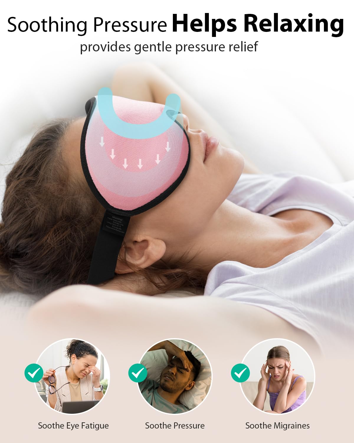 MABAO Weighted Sleep Mask - 100% Blackout Eye Mask for Sleeping for Women Men, 3D Contoured for Lash Extension, Zero Eye Pressure Memory Foam Cover, Soft Gentle Pressure Blindfold for Travel - Pink