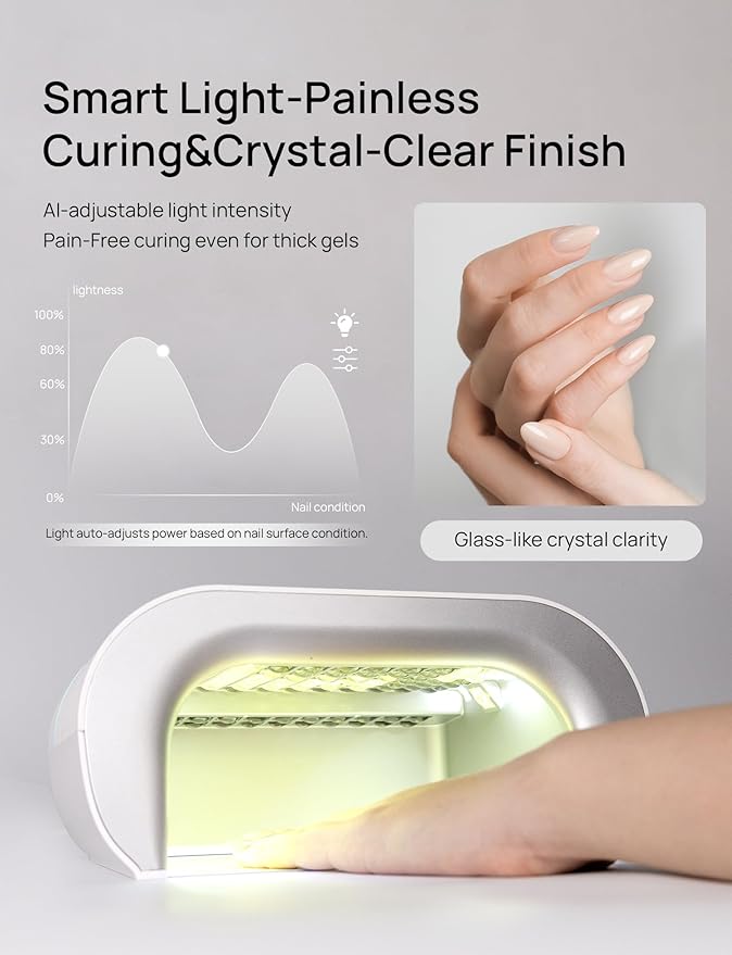 AI Health Nail Lamp-ONAIL AI Precision Scan,Reduce Excess UV Skin Damage-2in1 AI Computer&Nail Dryer with HD Visible Screen,109 LEDs 2X Faster Curing,Nail Curing Lamp for Salon and Home