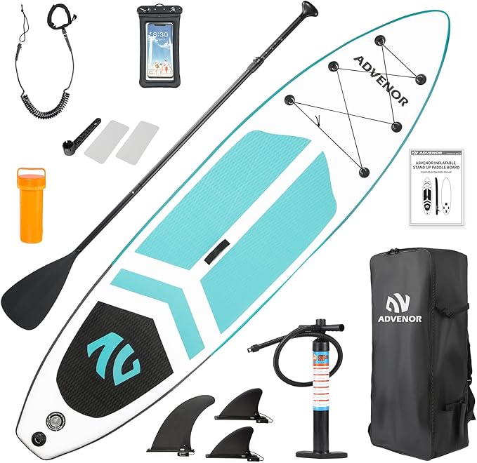 ADVENOR Paddle Board 11'x33 x6 Extra Wide Inflatable Stand Up Paddle Board with Hand Pump,Leash, Adjustable Paddle For Bas...