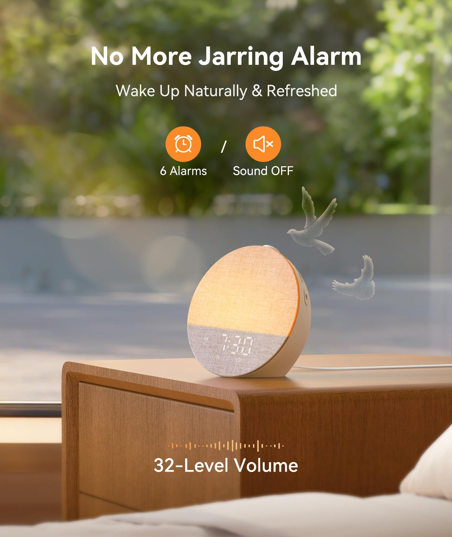 Dreamegg Sunrise 1 Pro - Sunrise Alarm Clock, Sound Machine for Sleep, Favorites Mode, Sleep Routines, Dimmable Night Light, 29 Soothing Sounds, White Noise Machine, Wake Up Light for Bedrooms (Cream)
