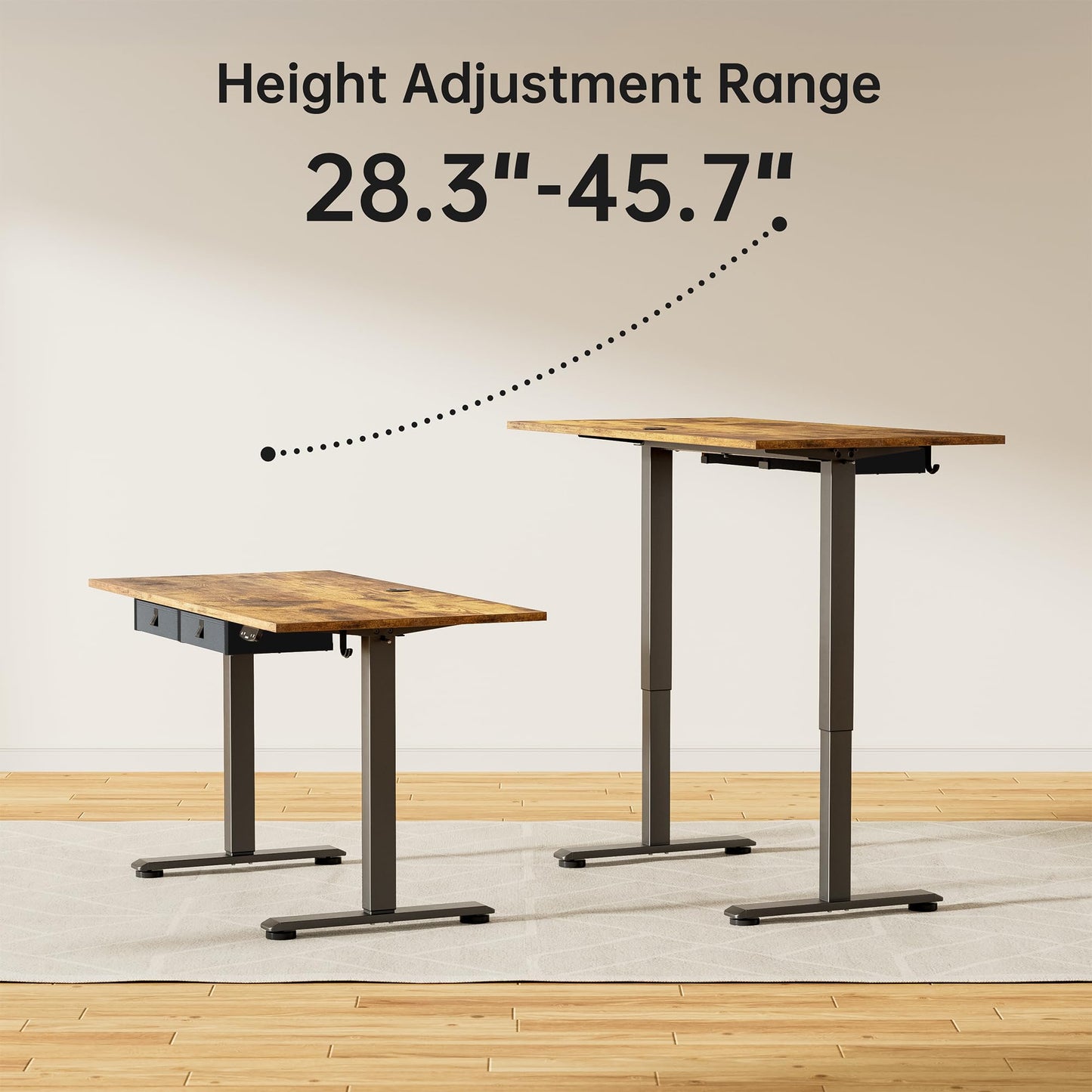 Agilestic Electric Standing Desk with Drawers, 55 x 24 Inches Height Adjustable Desk, Stand up Computer Table with Memory Preset, for Work Office Home, Dark Brown