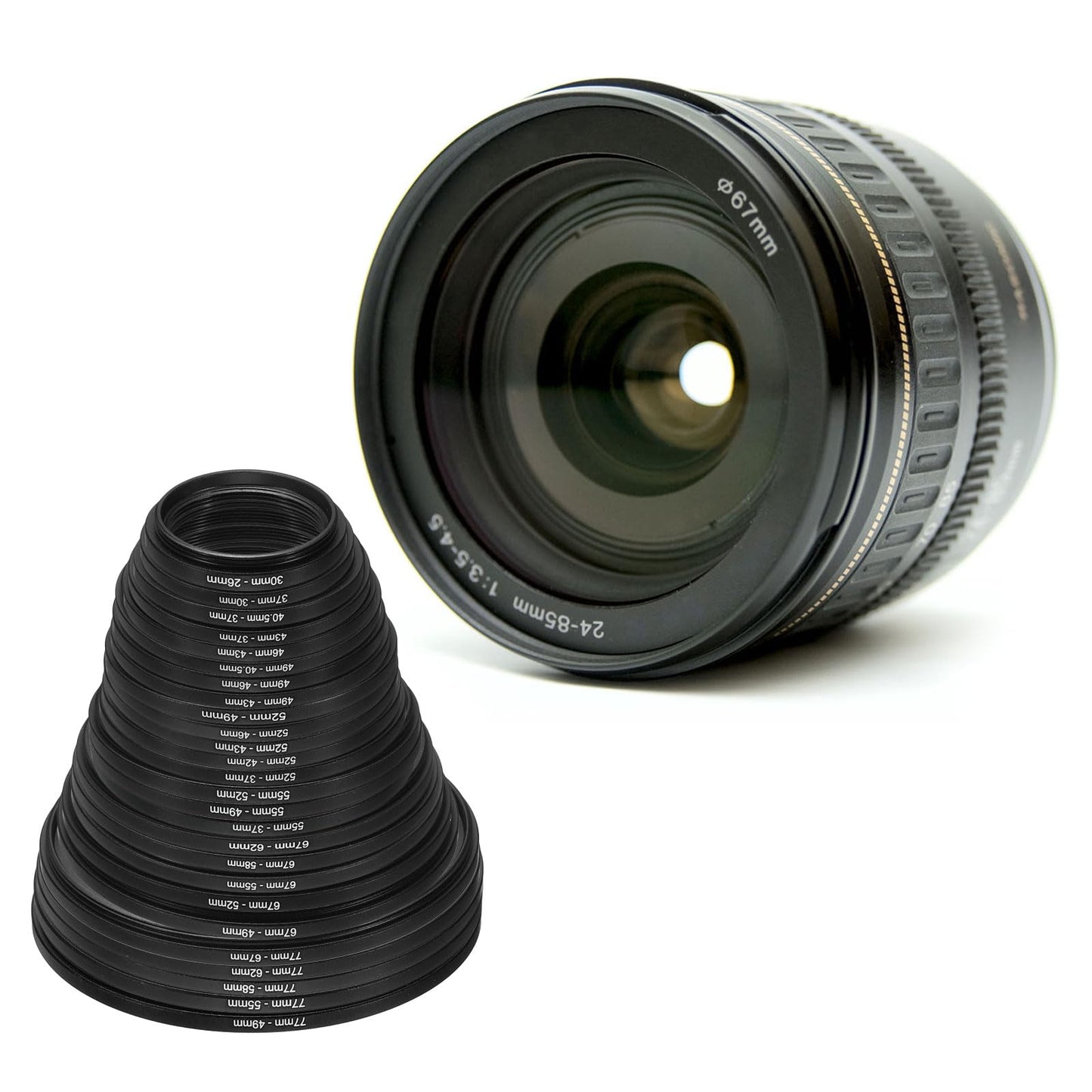 Patikil 77Mm-67Mm Metal Step Down Ring, Camera Lens Filter Adapter Ring Aluminum Filter Adapter Ring For Camera Lenses Hood, Bla