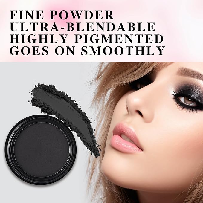 MEICOLY Black Single Eyeshadow for Elphaba Makeup,Pressed Powder Matte Eye shadow,Ash Eye Black Special Effects Powder,Opaque Vegan Cruelty Free Eyeshadow for Halloween Goth Gothic Skull Makeup