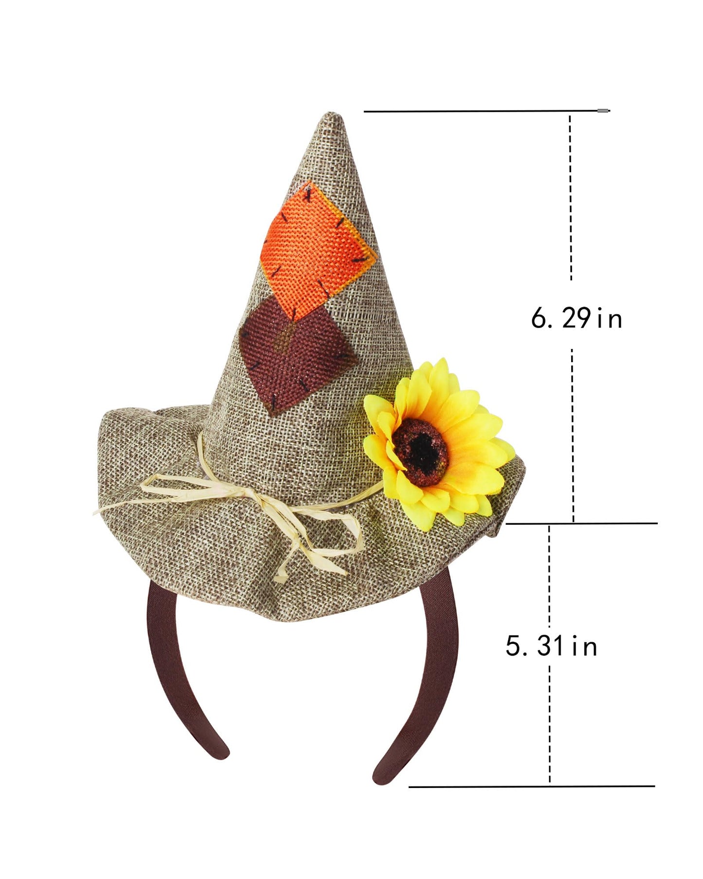 HEYFIZZ Scarecrow Hat Headband for Adults Kids,Small Scarecrow Costume Accessories for Women Halloween Cosplay,One Size