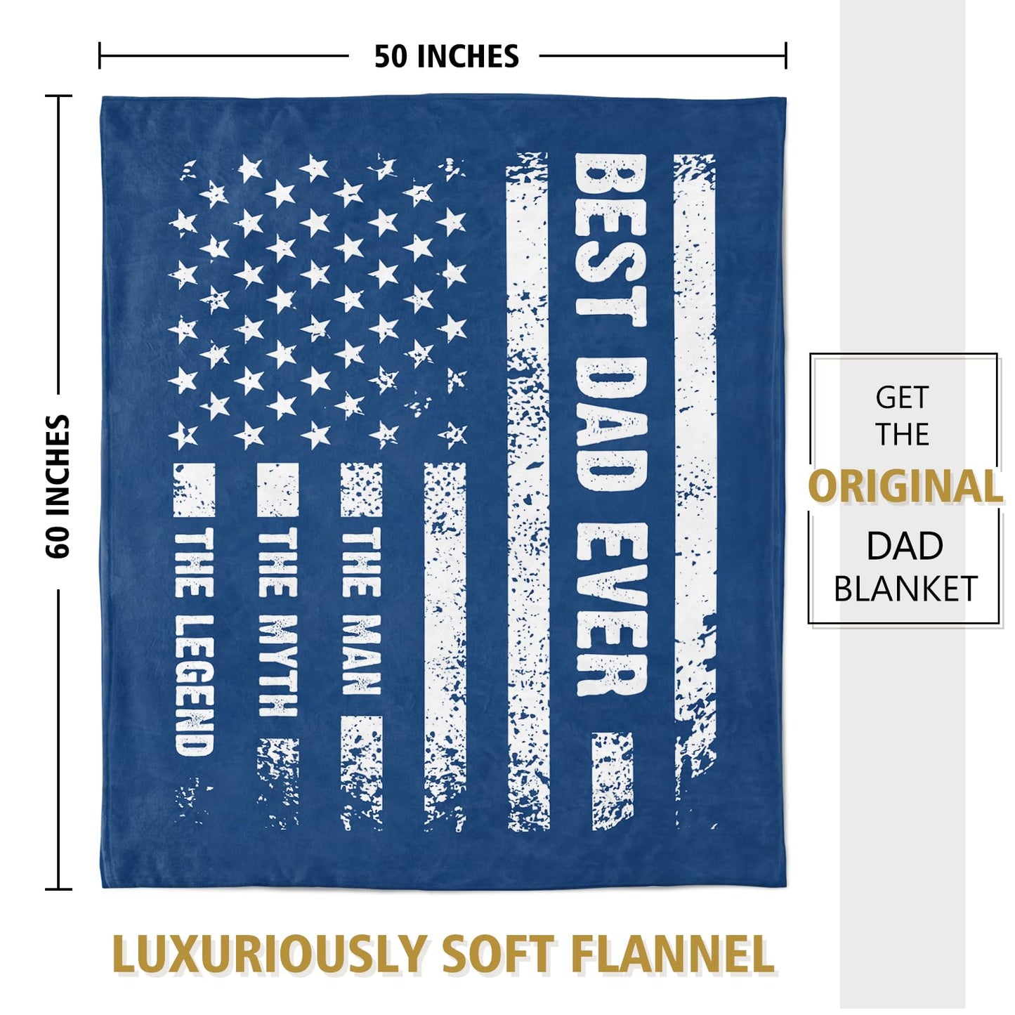 Craftique Birthday Gifts for Dad- Cool Flag Blanket with The Man The Myth The Legend- Dad Birthday Gift, Soft Blanket Throw for Bed Sofa Napping Camping, 60”×50”
