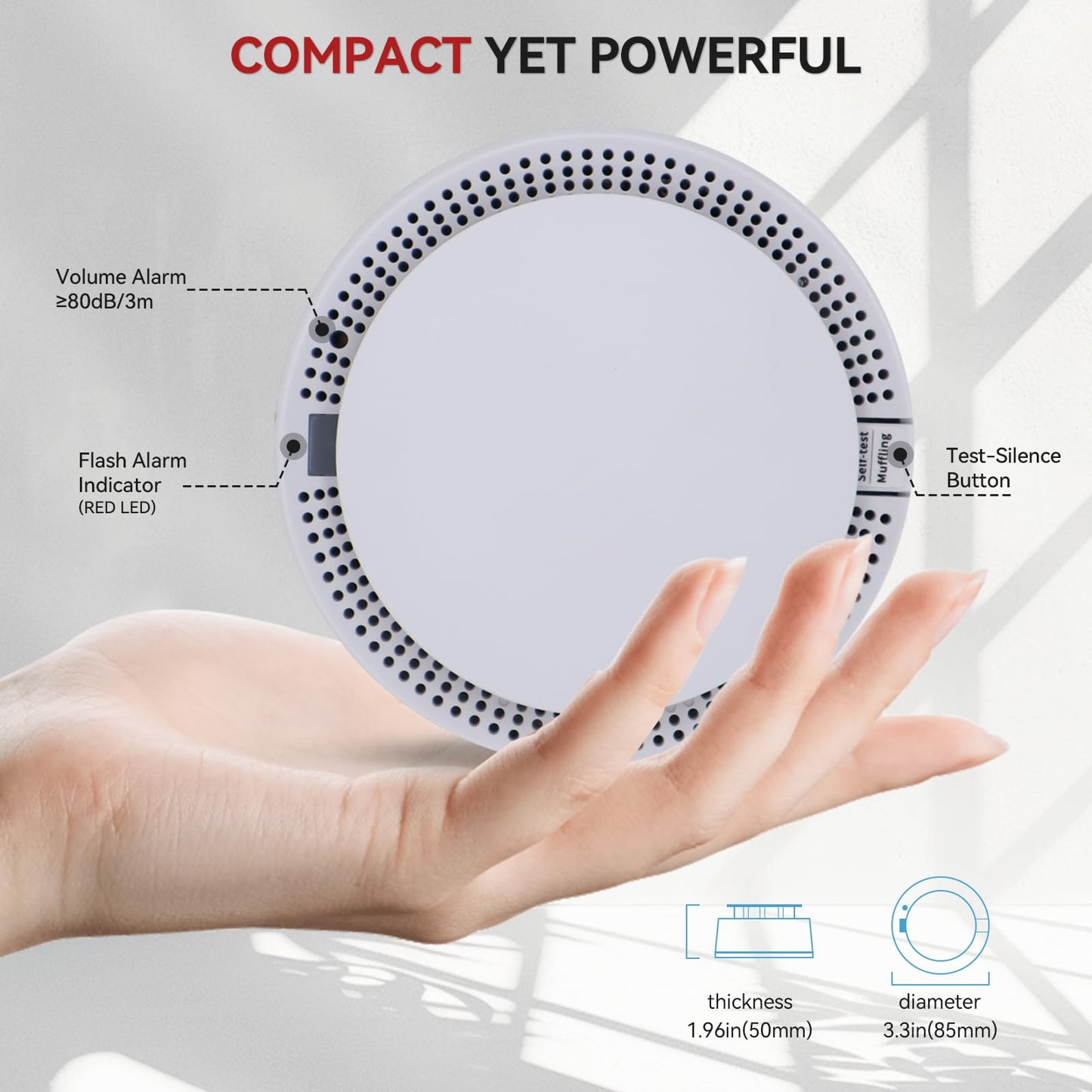 WeGoIOT Independent Smoke Detector, 10-Year Battery Smoke Fire Alarm with Photoelectric Sensor, LED Indicator & Silence Button JTY-GW-YB010(1 Pack)
