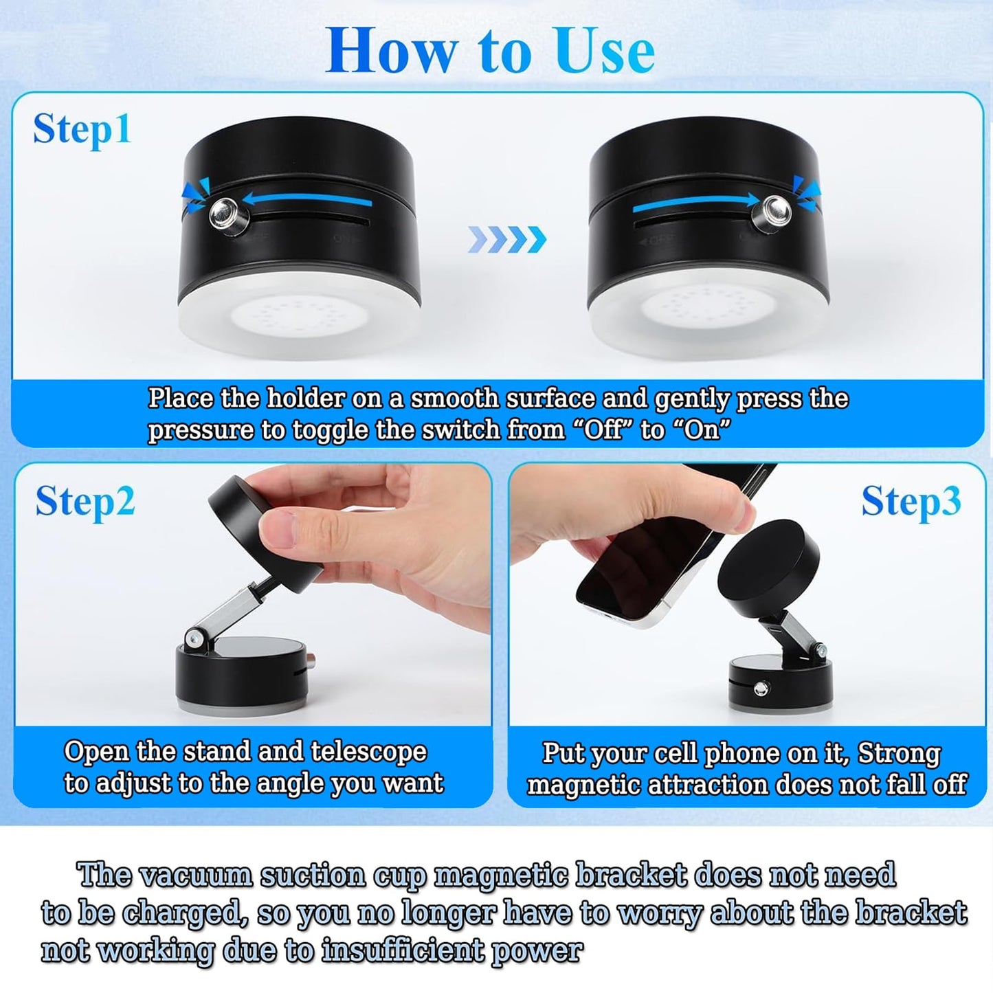 Rkssws Vacuum Magnetic Phone Holder, Adjustable Vacuum Suction Phone Holders For Your Car, Multifunctional Magnetic Cell Phone H