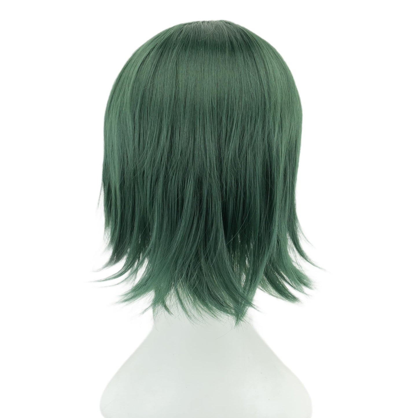 12 Inches Unisex Short Cosplay Hair Party BOB Wig with Bangs Halloween Costume Wigs (Dark Green)
