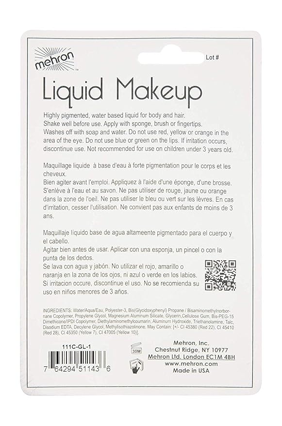 Mehron Makeup Liquid Makeup | Face Paint and Body Paint Perfect for Halloween, Cosplay I Air Brush Compatible (1 oz) (GLOW-IN-THE-DARK)