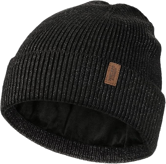 Wmcaps Winter Beanie for Men Women, Fleece Lined Beanie Soft Warm Knit Hat Ski Stocking Cuffed Cap