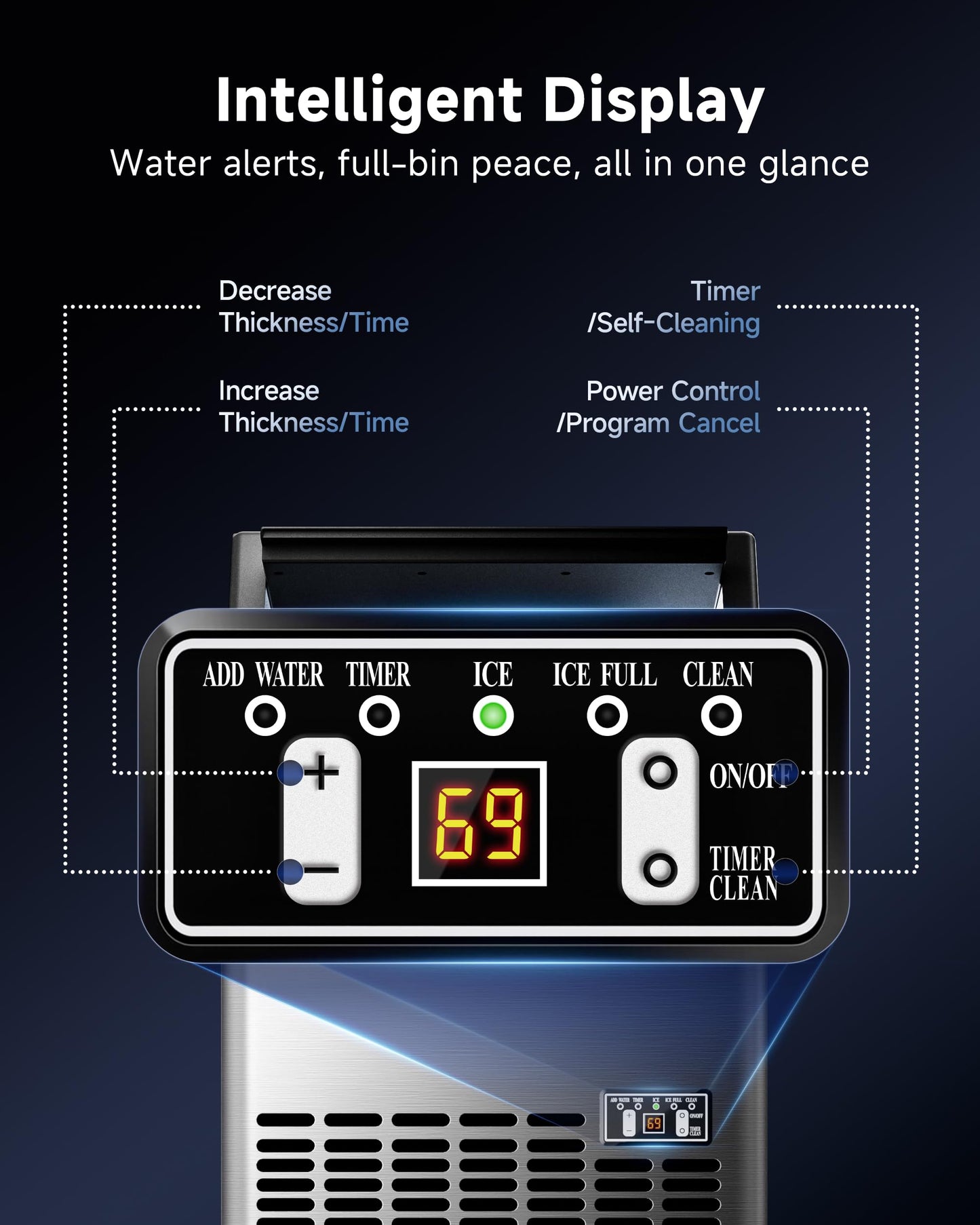 ICEVIVAL Commercial Ice Maker, 100Lbs/Day, 45 Cubes in 11 Mins, Under Counter Ice Maker with 33Lbs Storage, Self-Cleaning, Timer, Ice Maker Machine for Home/Bar/Cafe (Commercial Grade)