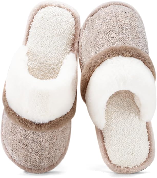 GOEWY Cozy Slippers for Women Indoor and Outdoor Fuzzy House Shoes with Memory Foam Anti-Skid Sole Gifts for Women Mom Ladies