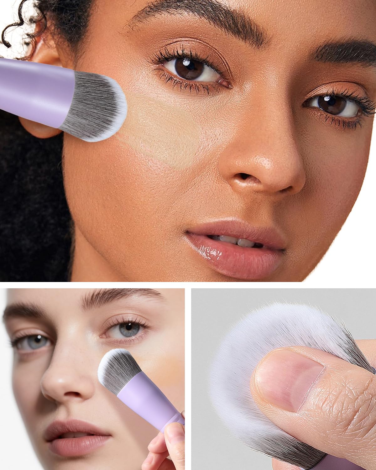 Foundation Brush, EIGSHOW Pro Slanted Foundation Brushes with Silver Ion Bristle - Kabuki Brush for Powder Liquid Cream Buffing