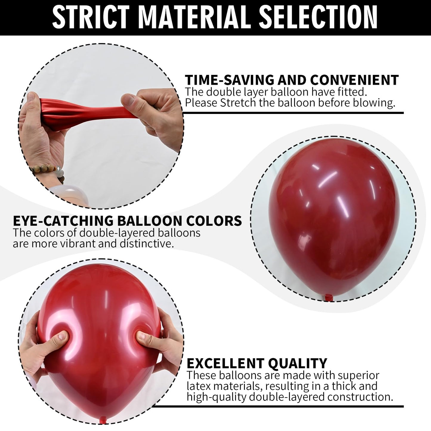 Red Balloons Double Stuffed, Ruby Red Balloon Garland Kit Dark Red Latex Balloons Different Sizes 18/12/10/5 Inch Burgundy Maroon Red Balloon Arch for Birthday Wedding Valentine Day Party Decorations