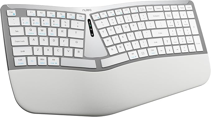 Nulea RT07B Wireless Ergonomic Keyboard - Split Keyboard, Wrist Rest, Natural Typing, Bluetooth and USB Connectivity, USB-...