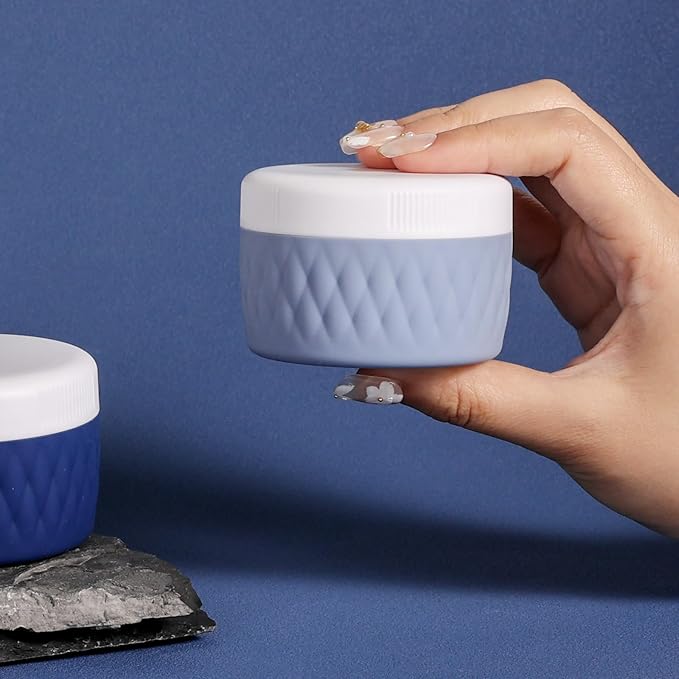 Travel Containers for Toiletries, Silicone Cream Jars BPA-Free, TSA Approved 2oz Travel Size Containers, Leak-proof Silicone Jars with Lid for Cosmetic Face Hand Body Cream (4 Pack)