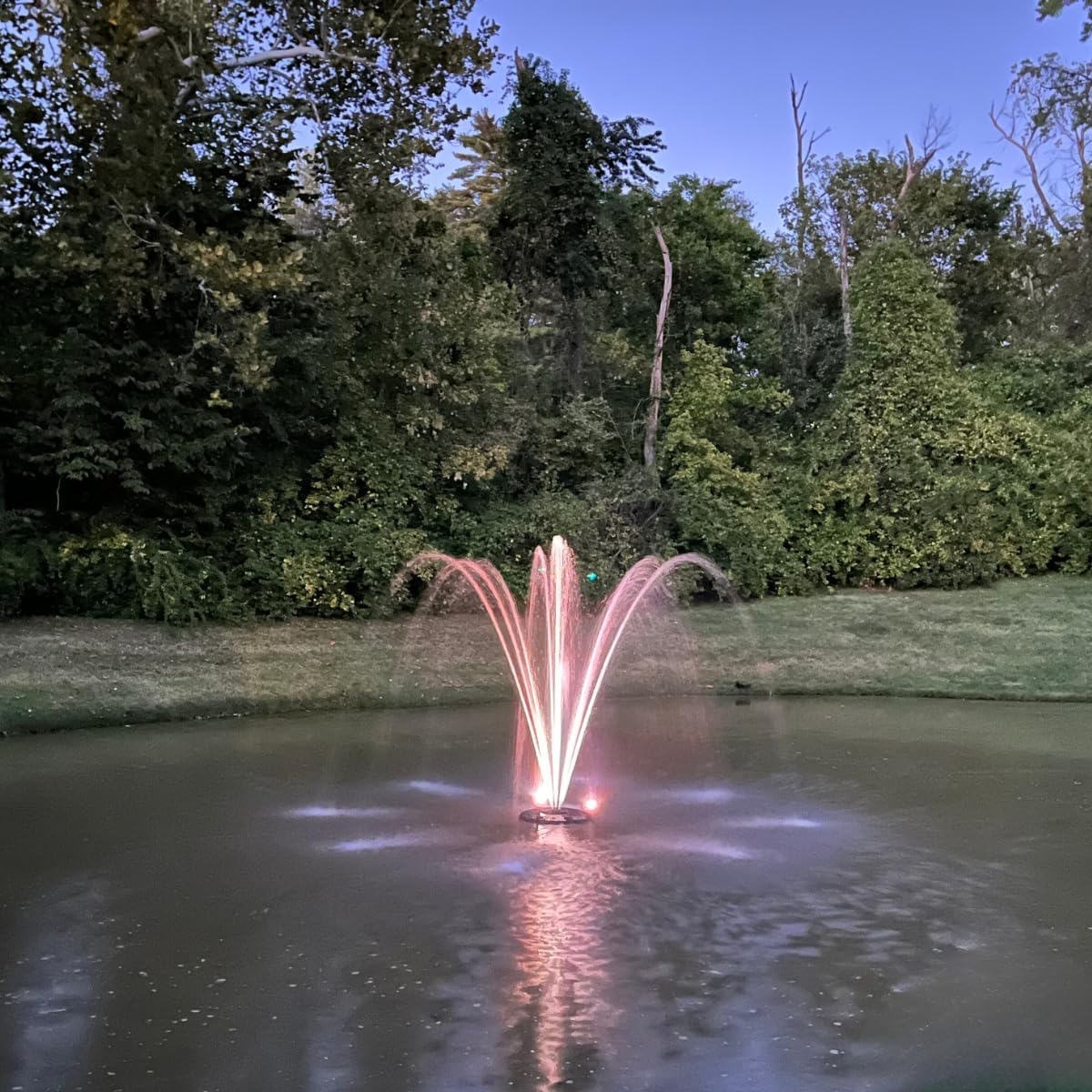 HALF OFF PONDS Floating Fountain – 3/4 HP Pond Aerator, 100' Cord – 8,000 GPH Water Pump – 11 Spray Patterns - Color-Changing LED Lights & Control Box – for Ponds, Lakes & Water Gardens