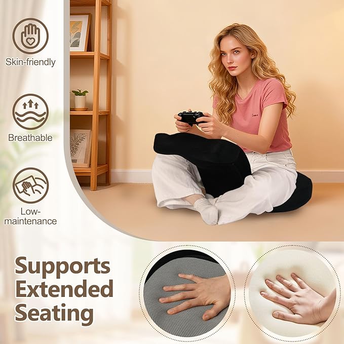 Giantex Floor Chair for Adults, Floor Gaming Chair with 5-Level Adjustable Backrest and 14 Headrest Positions, Breathable Mesh Cover, Seating Lounge Chair for Reading, Meditation, Watching TV (Gray)