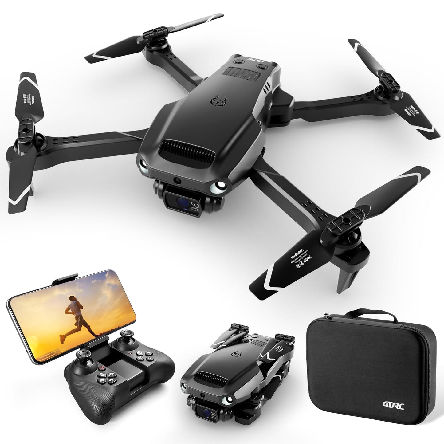 Jiakora Mini Drone for Kids with 1080P HD FPV Camera,Foldable Remote Control Quadcopter Toys with App FPV Video,Altitude Hold, Gravity Control, 2 Batteries,Gifts for Boys Girls,Black