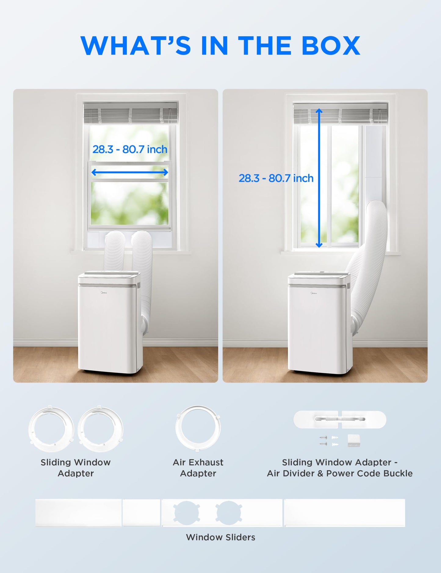 Midea 14,000 BTU ASHRAE (12,000 BTU SACC) Dual Hose Portable Air Conditioner with Inverter, Remote Control, Cools up to 550 Sq Ft, Smart Wi-Fi Connects to Alexa/Google Assistant, Window Kit Included
