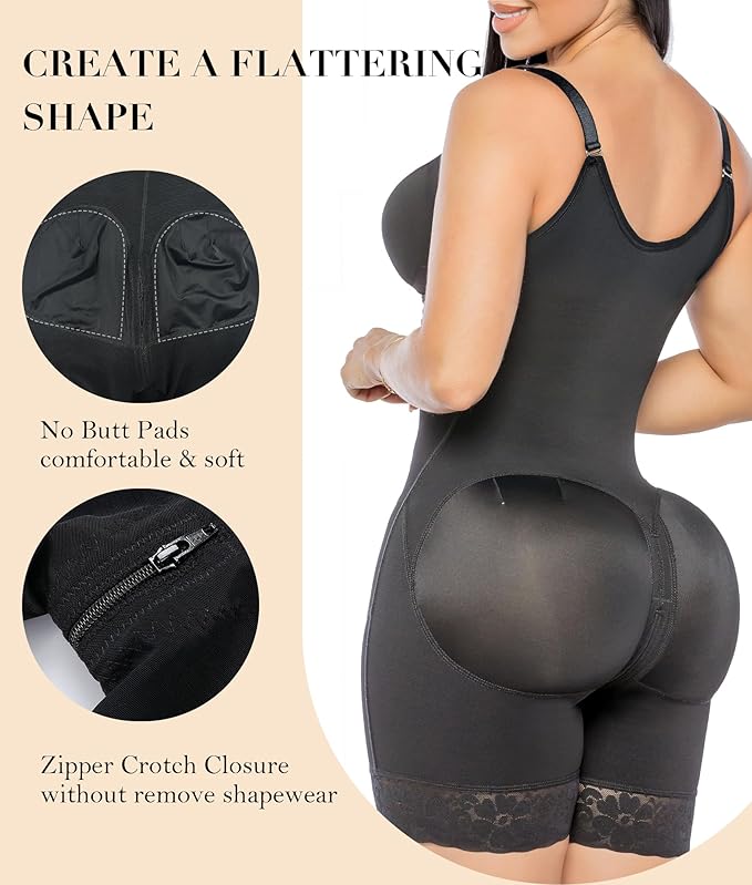 YIANNA Fajas Colombianas Moldeadoras Postpartum Shapewear for Women Tummy Control Butt Lifter Body Shaper with Zipper Crotch