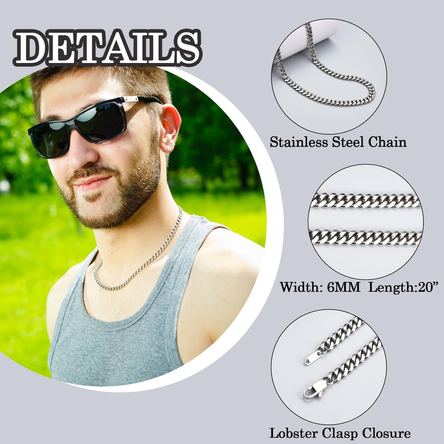 ACOGVN Valentines Day Gifts for Husband Cuban Link Chain Necklace for Men, Fathers Day Birthday Anniversary Christmas Stainless Steel Jewelry Gifts for My Husband Him from Wife