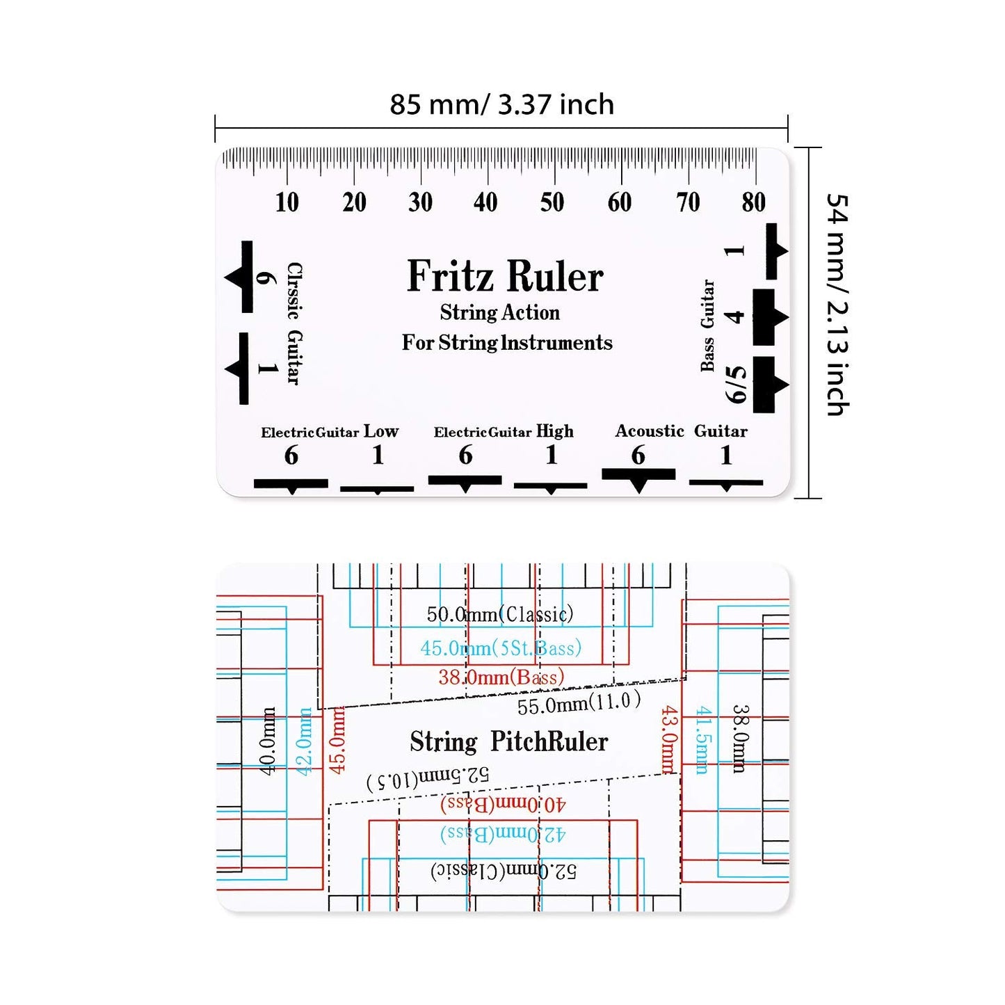 Set Of 3, Notched Straight Edge Guitar Luthiers Tool, String Action Ruler Gauge, Fret Rocker String Height Gauge For Most Guitar