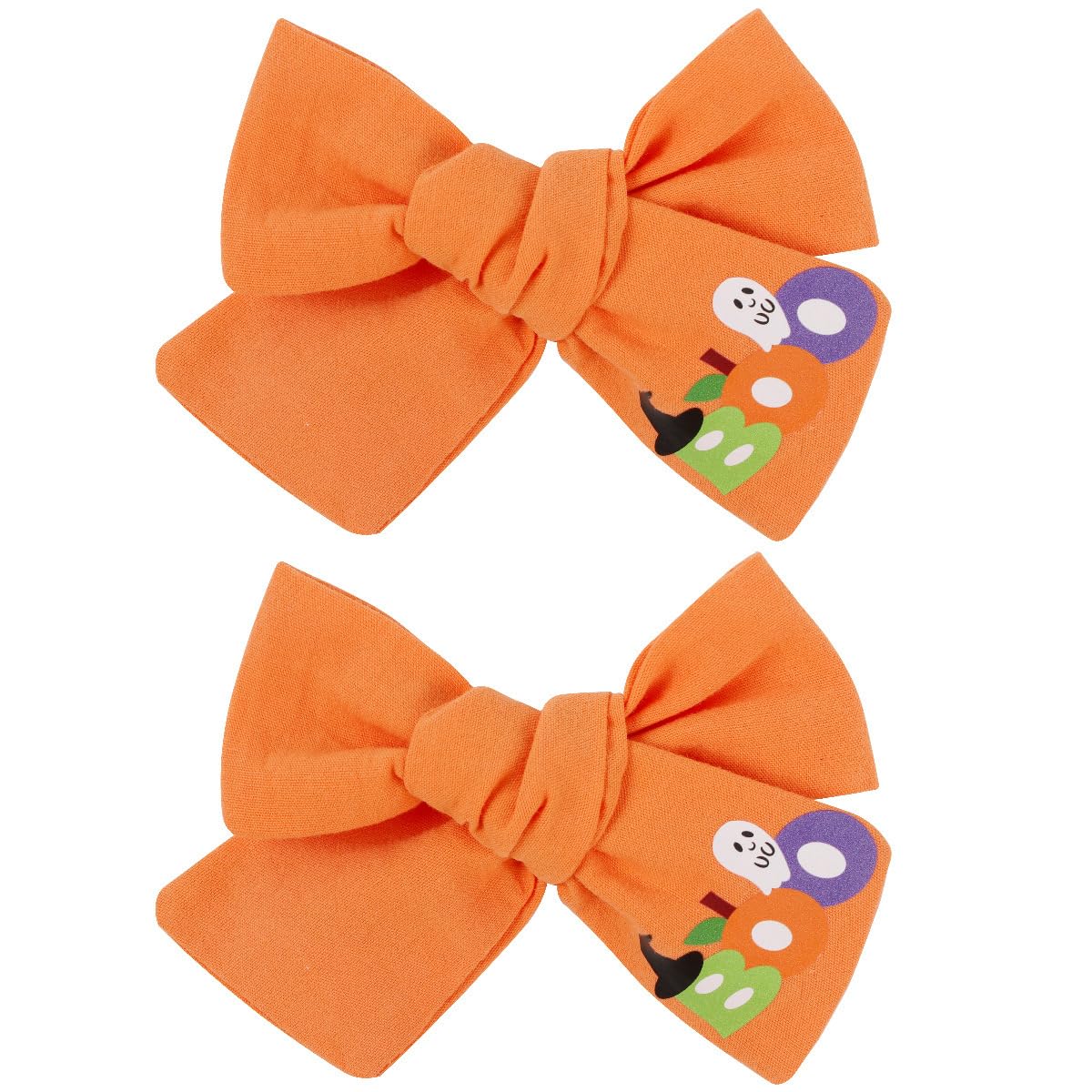 Halloween Ghost Hair Bows Clips,Toddler Girls Cute Fall Orange Cheer Bowknot Barrettes Alligator Pins,Kids Dead Day Costume Part