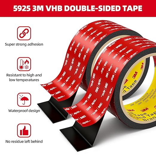 Double Sided Tape Heavy Duty 1in x 10ft, Heavy Duty Removable Mounting Tape, Adhesive Strips Double Sided Mounting Tape, Strong Foam Tape for Walls Picture Hanging Poster, Car, LED Strip Light
