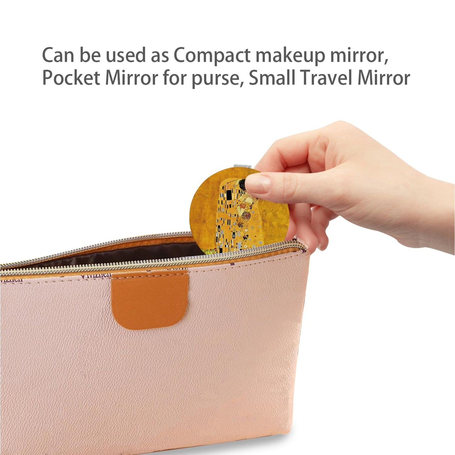 PDOZV Pocket Mirror, 2 Pcs Round 2.8    PU OilPainting Style Double Sided 1X/3X Purse Compact Mirrors (OilPainting01)