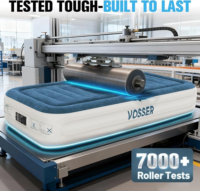 VOSSER Twin Air Mattress with Built-in Pump,Fast & Easy Inflation/Deflation Inflatable Mattress, Foldable Blow Up Mattress with Storage Bag, Inflatable Bed for Home, Camping & Guests