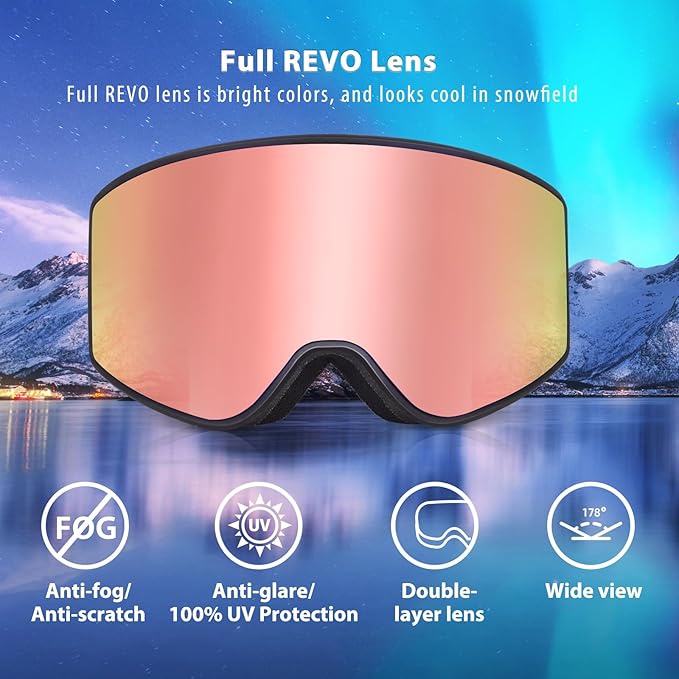 EXP VISION Ski/Snowboard Goggles Parent-child Snow Goggles Over Glasses for Men, Women Youth Kids