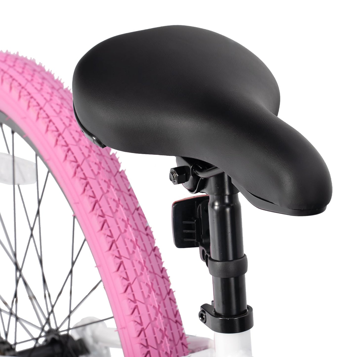 JOYSTAR 24 Inch Kids Bike Freestyle BMX Bikes for 8-12 Years Boys Girls and Beginner Riders, 24 Inch Bikes with Pink Tires, White Frame