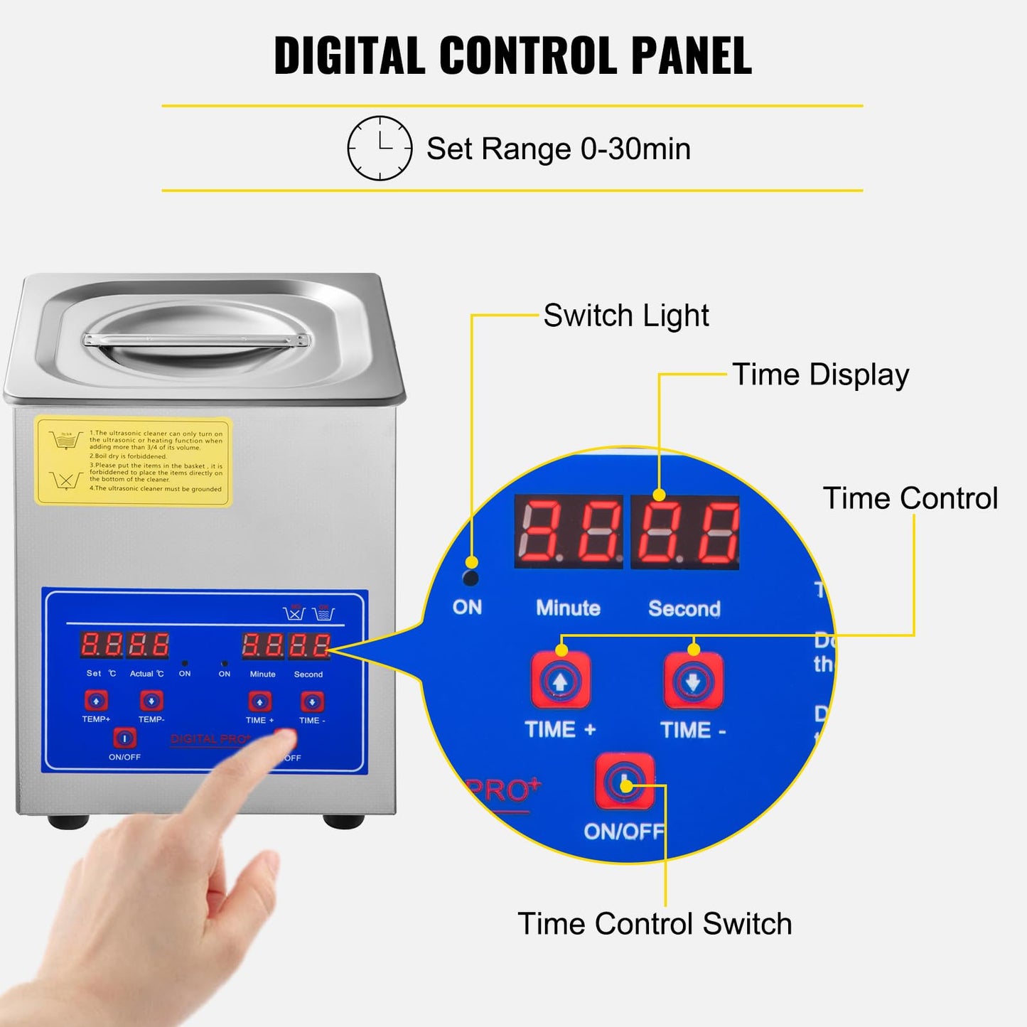 VEVOR 2L Digital Ultrasonic Parts Cleaner with Timer 40kHz Professional 304 Stainless Steel Ultrasonic Cleaner 110V for Jewelry Watch Glasses Diamond Eyeglass Small Parts Cleaning