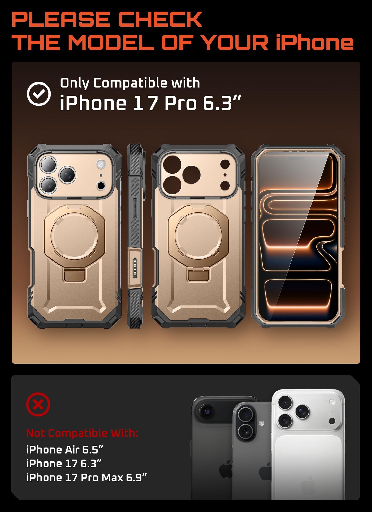 Supcase For Iphone 17 Pro Case With Tempered Glass Screen Protector (Ubgrip Pro), [Camera Control Cover] [Compatible With Magsaf