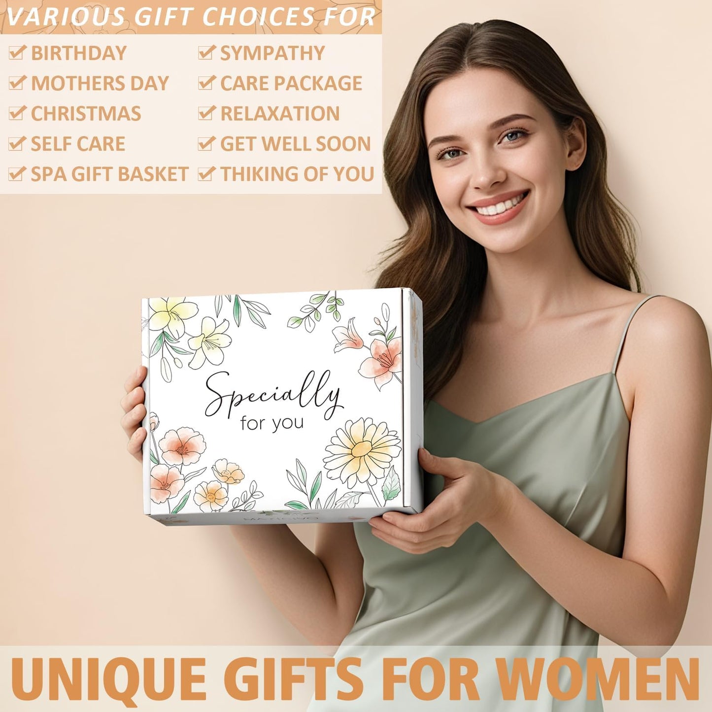 Self Care Get Well Soon Gifts Basket for Women, Birthday Gifts for Women Spa Care Package, Thinking of You Inspirational Sympathy Gift Basket, Unique Mothers Day Gift for Mom Her Wife Friend Sister