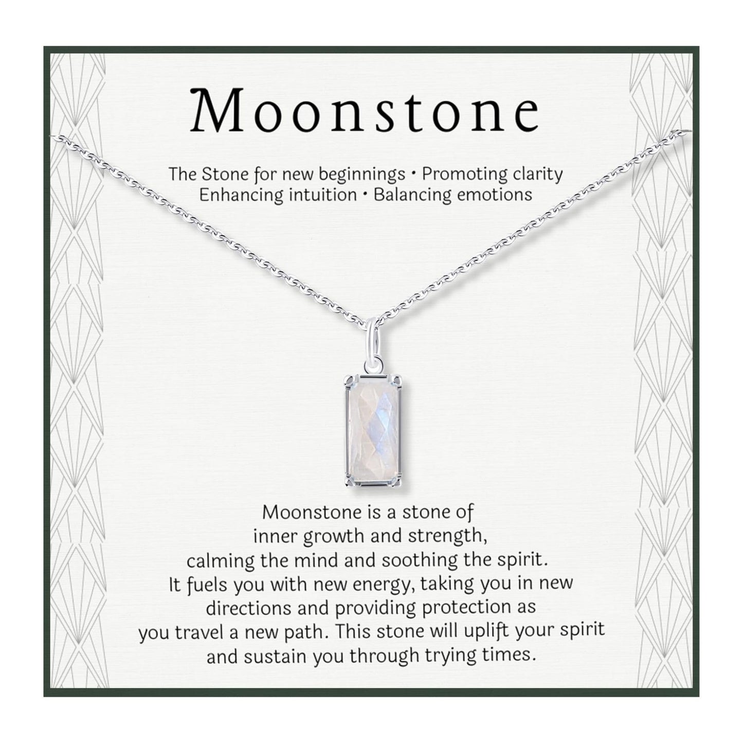 HOPE LOVE SHINE New Beginnings Rainbow Moonstone Sterling Silver Necklace for Women - Meaningful Jewelry Gifts for Her