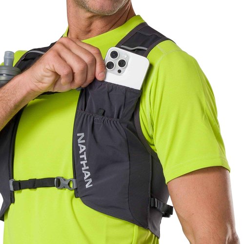 Nathan Hydration Vest for Running - Ultra-Lightweight, Compression-Fitted Running Vest for Men & Women with Power Mesh - Includes 14oz Hydrapak Soft Flask - Pinnacle Featherlite, L-XL