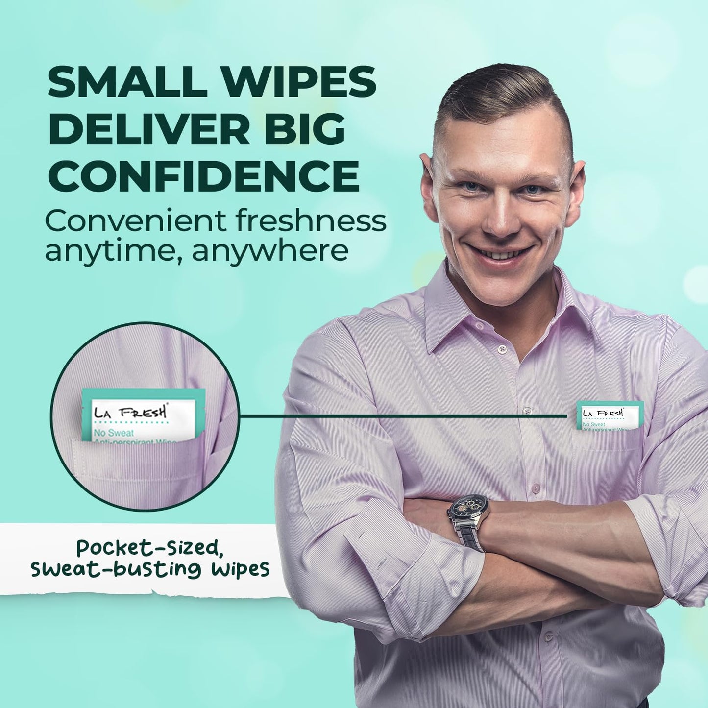 La Fresh Travel Lite Antiperspirant and Body Wipes - 200 Individually Wrapped Deodorant Wipes for Adults, Men and Women Travel E