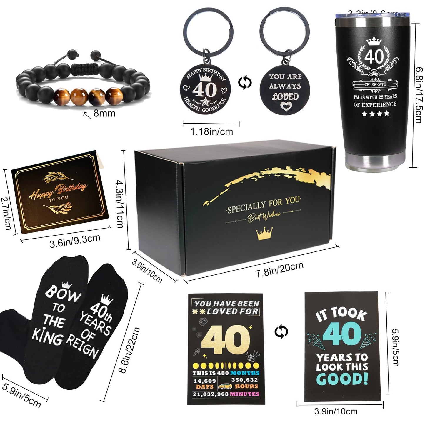 Carselage 40th Birthday Gifts for Men, Funny Unique 40 Year Old Birthday Decorations Gifts Box, Father's Day, Wedding Anniversary Romantic Gift Ideas for Dad, Husband, Friends, Uncle, Coworker