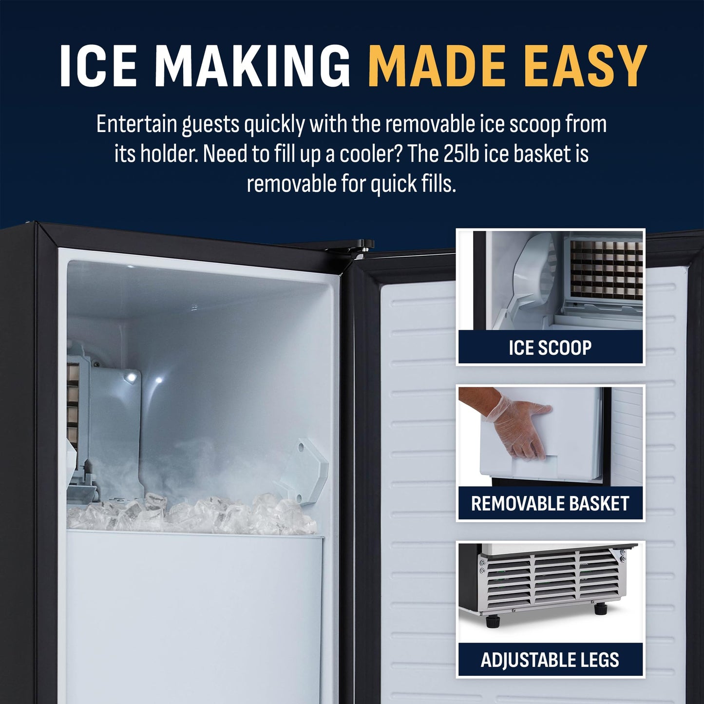 Newair 15" Commercial Nugget Ice Maker | Freestanding or Built-in Under Counter Ice Maker with 80 lbs/Day Production | for Home Bar, Kitchen & Restaurant Use | Stainless Steel