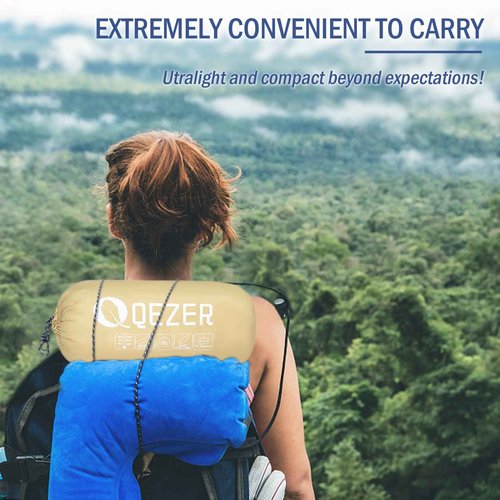 QEZER Ultralight Down Sleeping Bag for Adults 37-60 Degree F with 600 Fill Power, Compact Summer Sleeping Bag for Backpacking, Hiking and Camping