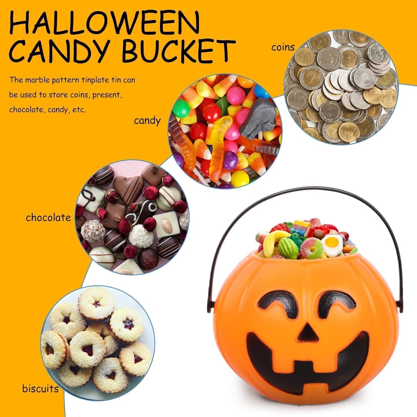 Ciieeo 20PCS Small Halloween Pumpkin Bucket 7CM Mini Plastic Portable Trick or Treat Pumpkin Candy Buckets Bulk for Halloween Party Decoration Supplies