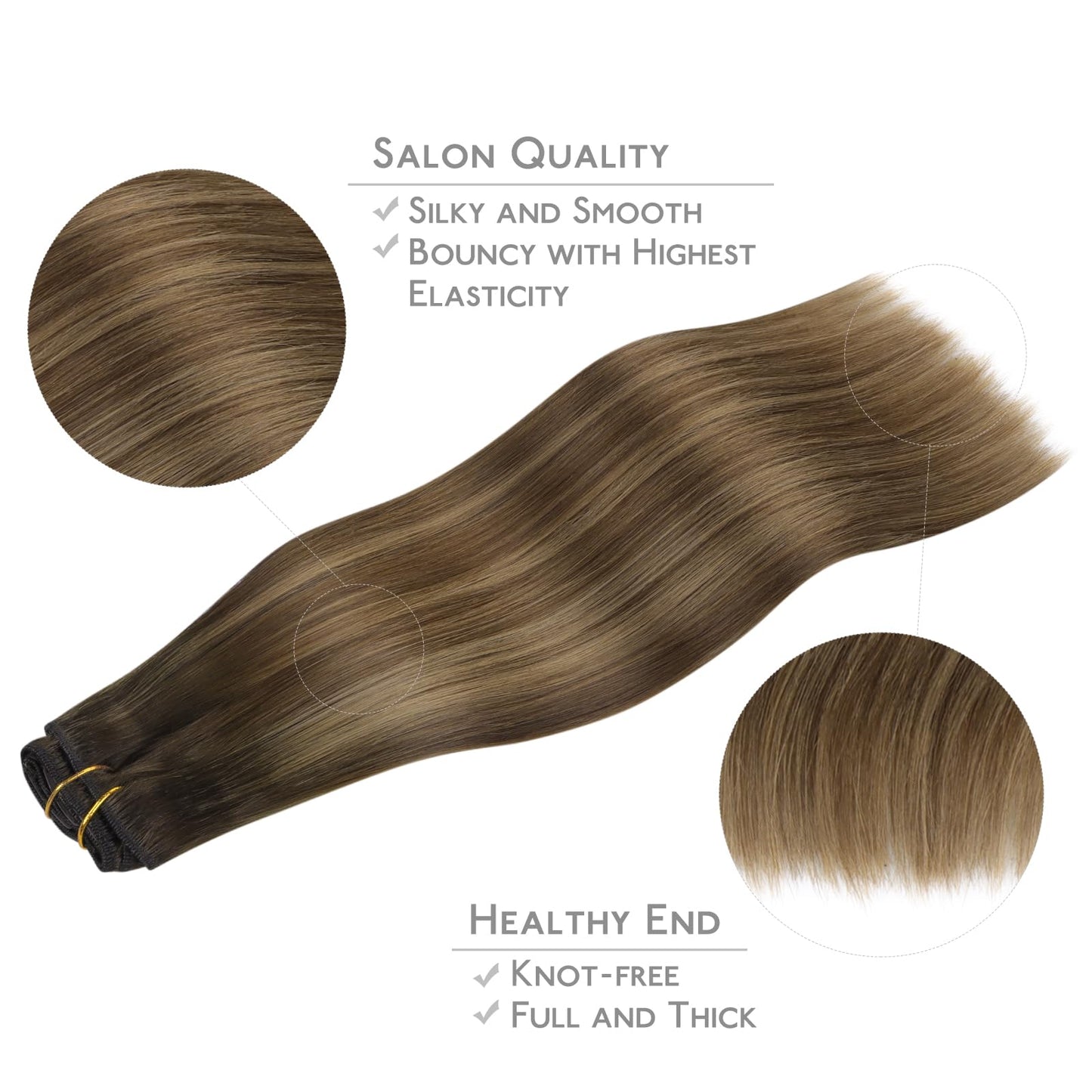 WENNALIFE Clip in Hair Extensions Real Human Hair, 14 Inch 120g 7pcs Human Hair Extensions Clip In Human Hair, Light Ash Brown t