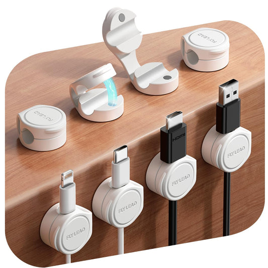 8-Pack Cord Organizer Silicone Magnetic Cable Clips [8 Mm Wider Cable Accessible] Desk Wire Management, Flylead Desktop Cord Hol